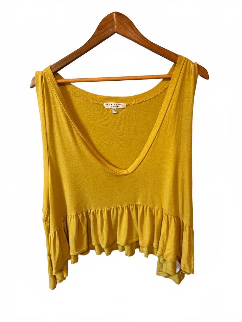 Urban Outfitters Mustard Yellow Ruffled Tank Top